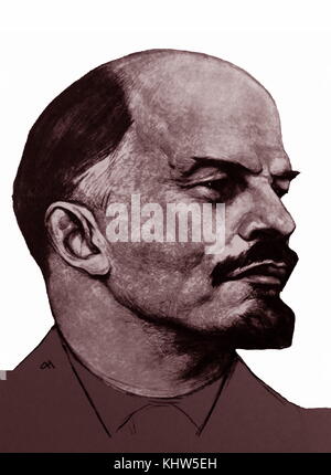 Ritratto di Vladimir Lenin (1870-1924) un russo rivoluzionario comunista, politico e teorico politico. In data xx secolo Foto Stock