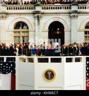 Fotografia scattata durante la cerimonia di insediamento del Presidente Ronald Reagan. Ronald Reagan (1911-2004) un uomo politico americano e attore che ha servito come il quarantesimo Presidente degli Stati Uniti d'America. In data xx secolo Foto Stock