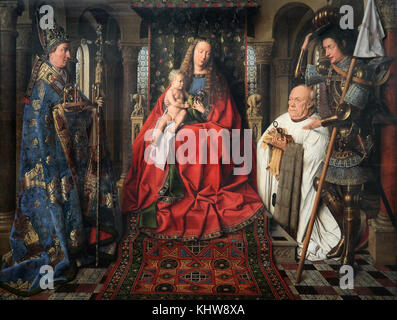 Madonna con Canon Joris Van der Paele 1436 da Jan van Eyck 1390 - 1441.Un pittore fiammingo attivo a Bruges. Foto Stock