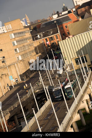 La mattina presto luce sulla città di NOTTINGHAM, NOTTINGHAMSHIRE REGNO UNITO Inghilterra Foto Stock