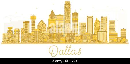 Dallas Stati Uniti dello skyline della città golden silhouette. Illustrazione Vettoriale. Business travel concept. Paesaggio con punti di riferimento. Illustrazione Vettoriale