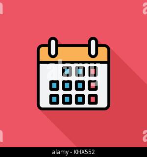 Icona Calendario. Vettore di piana relativa icona con lunga ombra per il web e applicazioni per dispositivi mobili. Esso può essere utilizzato come - il logo, il pittogramma, icona, una infografica eleme Illustrazione Vettoriale