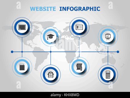 Infografico design con icone di istruzione, vettore di stock Illustrazione Vettoriale