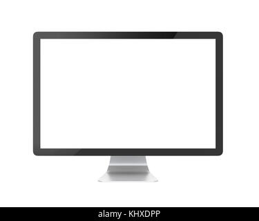 Computer monitor con schermata bianca vuota isolata Foto Stock