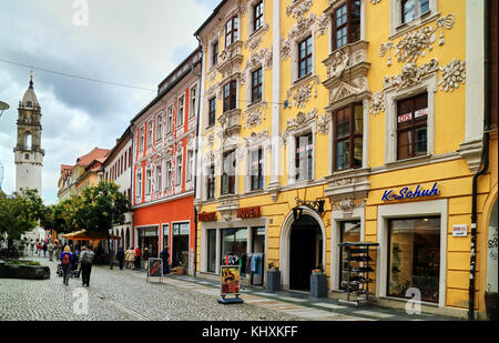 L'Europa, Germania, Sassonia, Bautzen, la città vecchia: edificio residenziale, multi-famiglia hous; stuccato house Foto Stock