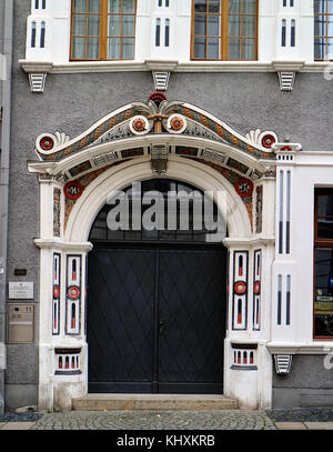 L'Europa, Germania, Sassonia, Görlitz, la città vecchia, la Unter Markt square; Portal Foto Stock