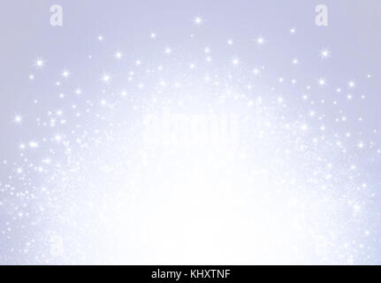Stelle luminose e luccica impazza su un argento lucido sfondo - materiale di festa Foto Stock