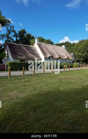 Un tipico cottage di paglia nel Parco Nazionale di Briere nella Loira Atlantica Bretagna Francia Foto Stock