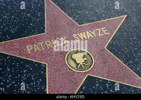 HOLLYWOOD, CA - DICEMBRE 06: Patrick Swayze stella sulla Hollywood Walk of Fame a Hollywood, California il 6 dicembre 2016. Foto Stock