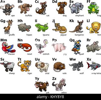 Set di grafici in alfabeto animale Illustrazione Vettoriale