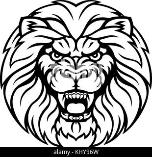 Lion Sport Mascot viso arrabbiato Illustrazione Vettoriale
