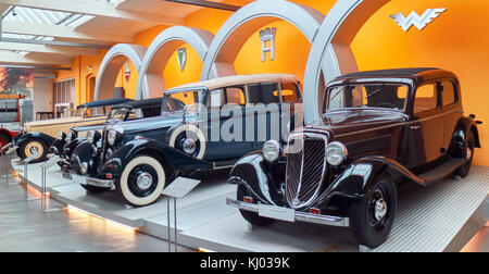 L'Europa, Germania, Sassonia, Zwickau city, l'Agosto Horch museo,creazione di Auto Union (Audi-DKW-Horch-Wanderer) Foto Stock