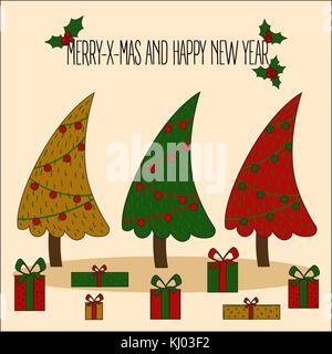 Albero di Natale decorato illustrazione vettoriale Illustrazione Vettoriale