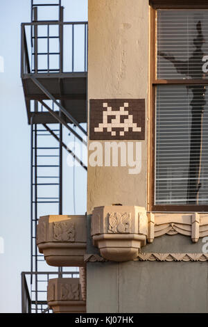 Spazio invasore di arte di strada vicino, Hollywood Blvd Foto Stock