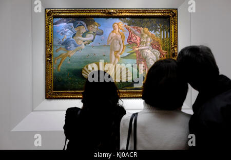 La nascita di Venere di Sandro Botticelli nella galleria degli Uffizi, Firenze, Italia Foto Stock