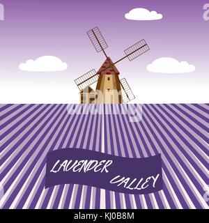 Colorata, silhouette e mulino di contorno su un isolato sfondo bianco. mulino in design piatto Illustrazione Vettoriale