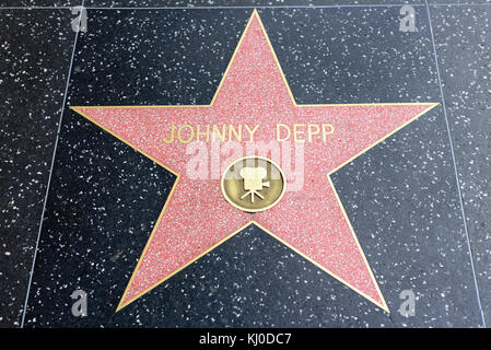 HOLLYWOOD, CA - DICEMBRE 06: Johnny Depp star sulla Hollywood Walk of Fame a Hollywood, California il 6 dicembre 2016. Foto Stock