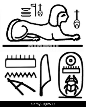 - Egiziano placca con il cartiglio di Thutmosis III (1479-1425 a.C.) - Walters 421263 - Retromarcia (2) Foto Stock