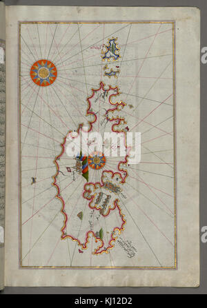 Piri Reis - Mappa dell'isola di Malta - Walters W658222B - Pagina completa Foto Stock