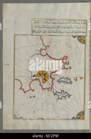 Piri Reis - Mappa di due piccole isole al largo della costa della Sardegna - Walters W658226A - Pagina completa Foto Stock