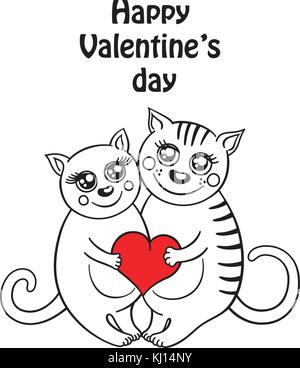 Divertente composizione con due gatti in amore Illustrazione Vettoriale