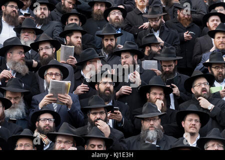 Un gruppo di Chabad Lubavitch rabbini rappresentano per l annuale foto di gruppo in occasione della riunione di emissari in Crown Heights, Brooklyn, New York. Foto Stock