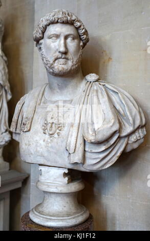 Adriano Publio Aelius Hadrianus Augusto Imperatore Romano da 117 a 138. Adriano è noto per la costruzione del Vallo di Adriano, che segna il limite settentrionale della Britannia. Foto Stock