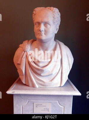 Boris Orlovsky, busto in marmo ritratto, dello Zar Alessandro I 1822. Boris Ivanovich Orlovsky (1796 - 1837) era un russo scultore neoclassico. Foto Stock