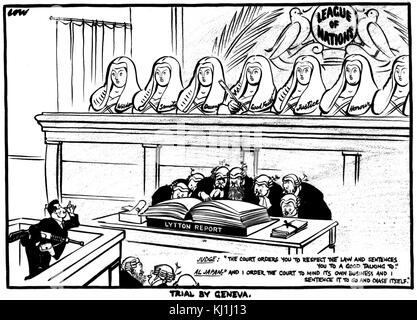 Vignetta satirica intitolata 'Prova di Ginevra" da David bassa (1891-1963) una Nuova Zelanda fumettista politico e caricaturista vissuto nel Regno Unito. In data xx secolo Foto Stock