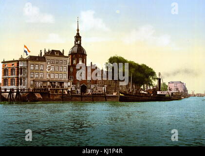 Stampa photomechanical datata al 1900, raffiguranti Groothoofd, Dordrecht, Foto Stock