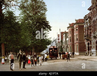 Stampa photomechanical datata al 1900, raffiguranti Maliebaan, Utrecht, Olanda Foto Stock