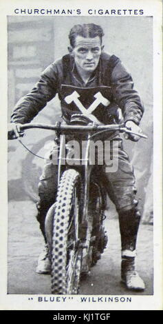 Churchman re della serie di velocità carta di sigaretta raffiguranti Arther George 'Bluey' Wilkinson (1911-1940), era un international speedway rider. In data xx secolo Foto Stock