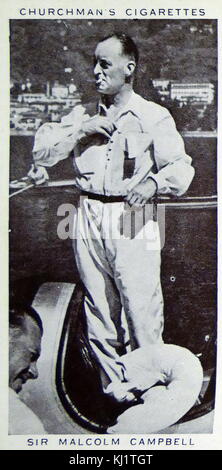 Churchman re della serie di velocità carta di sigaretta raffiguranti Malcolm Campbell (1885-1948) un British racing automobilista e giornalista motoristico. In data xx secolo Foto Stock