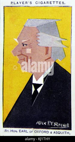 Del lettore carta di sigaretta raffiguranti Herbert Henry Asquith, (1852 - 1928), Primo ministro liberale del Regno Unito. In data xx secolo Foto Stock