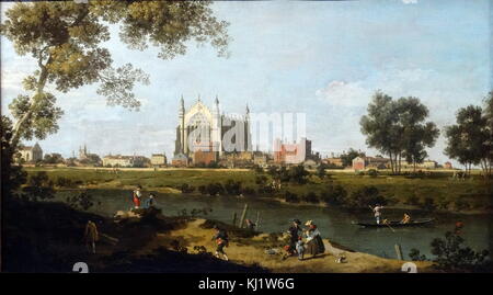 Pittura intitolato "Eton College' del Canaletto (1697-1768) un pittore italiano. Datata xviii secolo Foto Stock