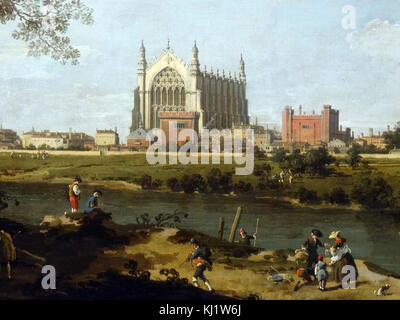 Pittura intitolato "Eton College' del Canaletto (1697-1768) un pittore italiano. Datata xviii secolo Foto Stock