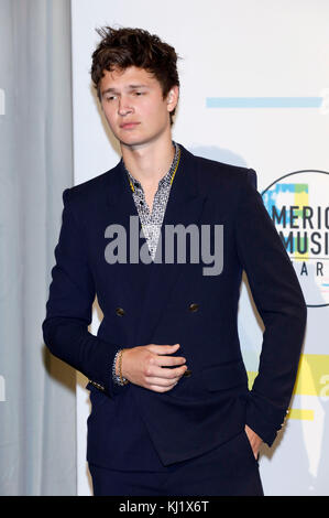 Ansel Elgort partecipa al 2017 American Music Awards al Microsoft Theatre il 19 novembre 2017 a Los Angeles, California. Foto Stock