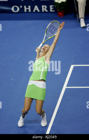 JANA NOVOTNA È SCOMPARSO*** Jana Novotna si mette in competizione in una mostra di tennis nel CLASSICO MERCEDES-BENZ presso il Sears Center di Hoffman Estates, il 12 febbraio 2007. Foto Di Credito: ©Rob Grabowski / Mediapunch Foto Stock