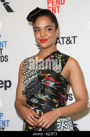 West Hollywood, CA, Stati Uniti d'America. Xxi nov, 2017. 21 novembre 2017 - West Hollywood, California - tessa thompson. film indipendente 2018 spirit awards conferenza stampa al jeremy hotel. Photo credit: faye sadou/admedia credito: faye sadou/admedia/zuma filo/alamy live news Foto Stock