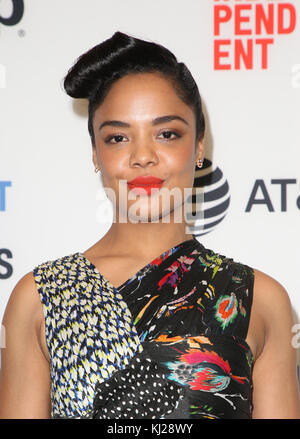 West Hollywood, CA, Stati Uniti d'America. Xxi nov, 2017. 21 novembre 2017 - West Hollywood, California - tessa thompson. film indipendente 2018 spirit awards conferenza stampa al jeremy hotel. Photo credit: faye sadou/admedia credito: faye sadou/admedia/zuma filo/alamy live news Foto Stock