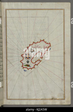Piri Reis - Mappa di Isola di Keos - Walters W658361B - Pagina completa Foto Stock