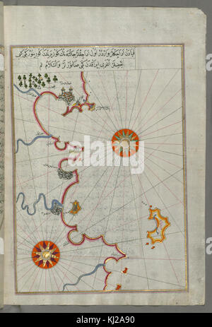 Piri Reis - Mappa degli Algerini e costa tunisina da Annaba di Tabarka - Walters W658276B - Pagina completa Foto Stock