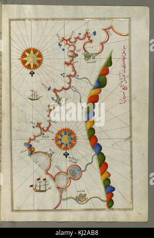 Piri Reis - Mappa della costa di Andalusia da Valencia a Cartagena - Walters W658259B - Pagina completa Foto Stock