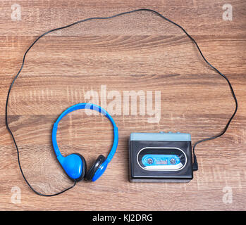 Vintage walkman e cuffie Foto Stock