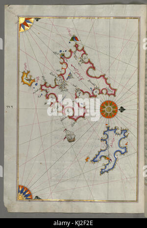 Piri Reis - Mappa delle Isole di Mojorca e Minorca - Walters W658233A - Pagina completa Foto Stock