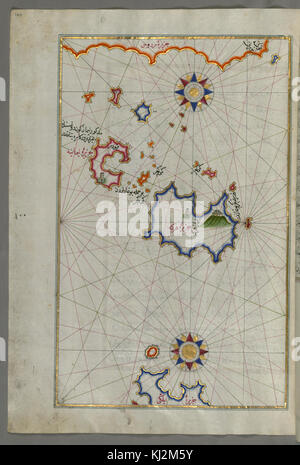 Piri Reis - Mappa di Chalkis isola l' Isola di Rodi - Walters W658104A - Pagina completa Foto Stock