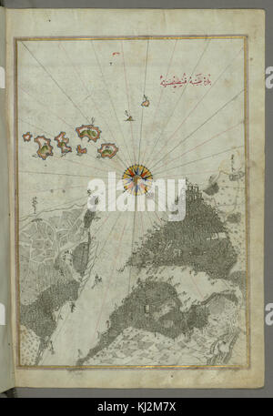 Piri Reis - Mappa della città di Costantinopoli - Walters W658370B - Pagina completa Foto Stock