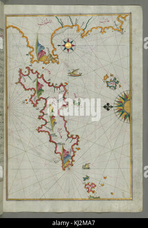 Piri Reis - Mappa dell'isola di Samos - Walters W65879B - Pagina completa Foto Stock