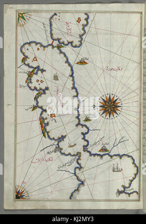 Piri Reis - Mappa di Saronikos Bay - Walters W658133A - Pagina completa Foto Stock