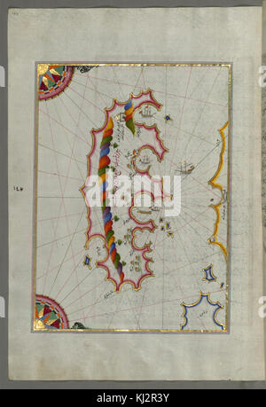 Piri Reis - Mappa dell'isola di Mljet Dubrovnik Off - Walters W658153A - Pagina completa Foto Stock